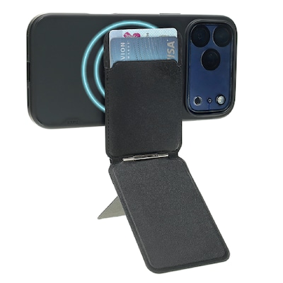 TUFF8 Impact+ MagSafe Rugged Phone Case for iPhone 18 Pro with Foldable Origami Wallet Stand, Black (KITLIB18PRO05)