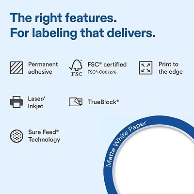 Avery Laser/Inkjet Sealing Labels, 5-1/8 x 4, Matte White, 75 Labels/Pack (19479370709)