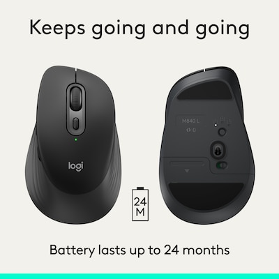 Logitech Signature Comfort M840 L Wireless Ergonomic Optical Mouse, Black (910-007714)