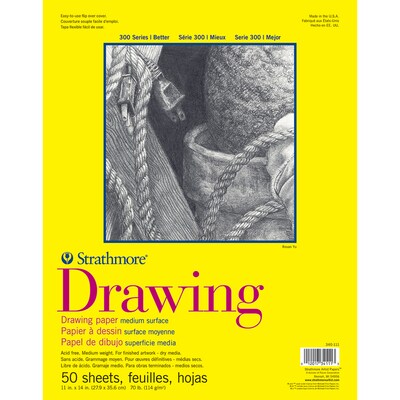 Strathmore 300 Series 11 x 14 Drawing Sketch Pad, 50 Sheets/Pad, 2/Bundle (STTP3401111-2)