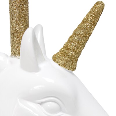 Creekwood Home Whimsilux 15.5" LED Table Lamp, White/Gold Glitter (CWT-2023-WH-LB)