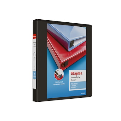 Staples Heavy Duty 1 3-Ring View Binder, D-Ring, Black (ST56231-CC)