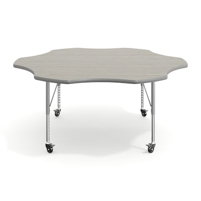 Flash Furniture Wren 60" Flower Activity Table, Height Adjustable, Light Gray Top/Silver Frame (XUA60FLRLGTPC)