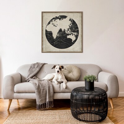 Amanti Art World News Map II by Elizabeth Medley Framed Canvas Wall Art Print, 30 x 30 (A426782994