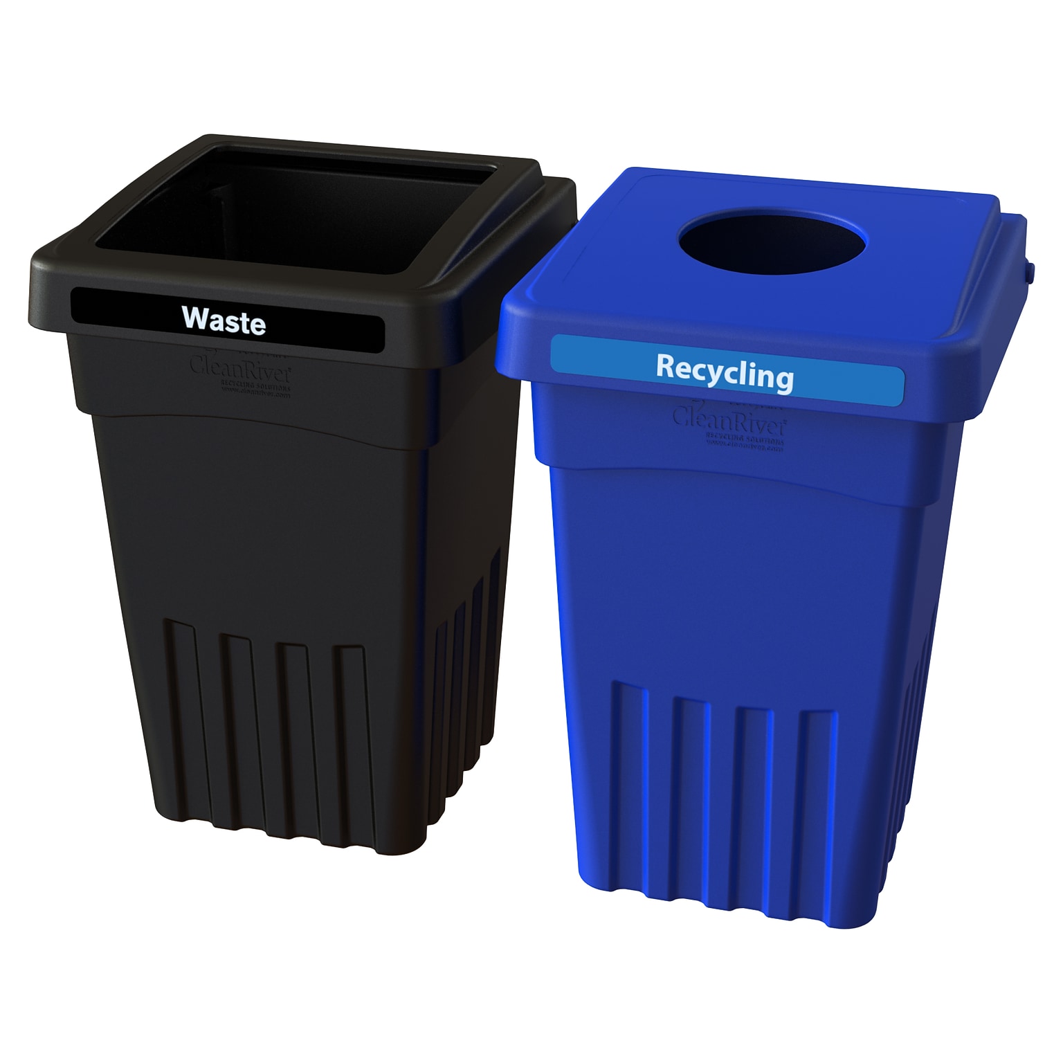 CleanRiver BevvyBin Dual-Stream Recycling Station, 16 Gallon, Blue/Black (BEVVY8-2-BK-BE)
