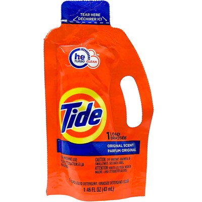 Tide Original Scent Travel Pack Single Load, 12 Single Packs/Bag, 12 Bags/Carton