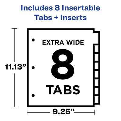 Avery Big Tab Extra-Wide Insertable Paper Divider, 8 Tabs, Clear (11223)