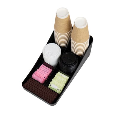 Mind Reader Plastic 7 Compartment Coffee Cup and Condiment Organizer, Black (COMP7-BLK)