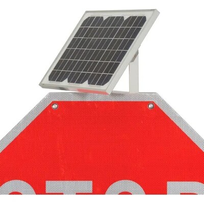 Global Industrial 30" Solar Flashing LED Stop Sign, Octagon (708312)