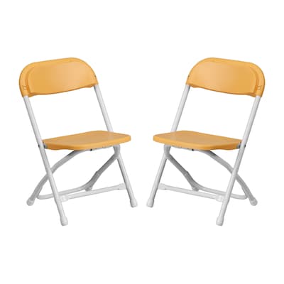 Flash Furniture Plastic Kids Folding Chair, Yellow, 2 Pieces (2YKIDYL)