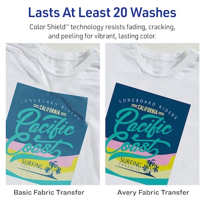 Avery Heat Iron On Transfer Paper for Light Fabrics, 8.5" x 11" (3275)