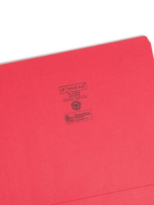 Smead File Folder, Reinforced Straight-Cut Tab, Letter Size, Red, 100/Box (12710)