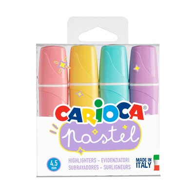 CARIOCA Pastel Highlighters, Chisel Tip, Assorted Colors, 4/Pack, 2/Bundle (CRA43167-2)
