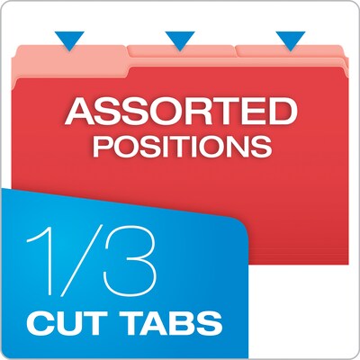 Pendaflex Recycled File Folder, 1/3-Cut Tab, Legal Size, Red, 100/Box (43501/3RED)