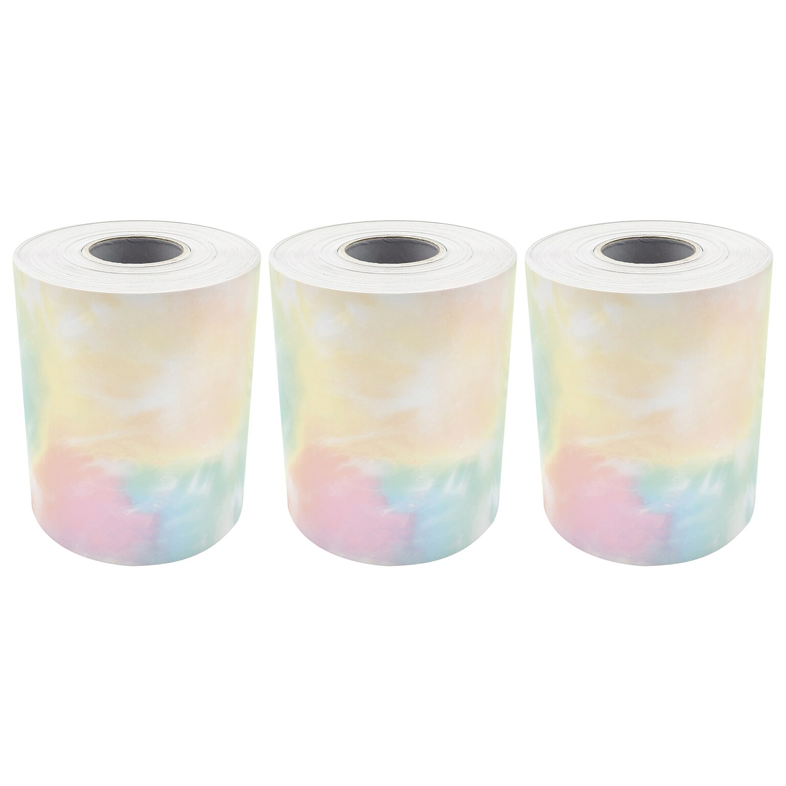 Teacher Created Resources Pastel Pop Tie-Dye Straight Rolled Border Trim, 3 x 50, 3/Bundle (TCR9155-3)