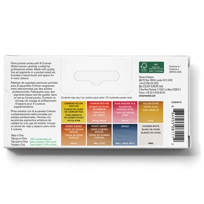 Winsor and Newton Cotman Watercolor Paint Palette, Assorted Colors, 9 Pieces/Set (WNX0390670)