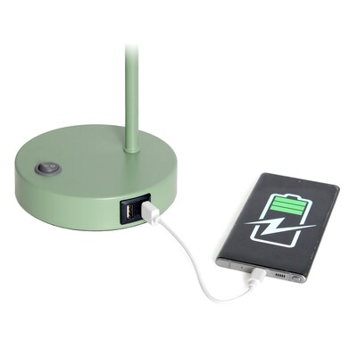 Simple Designs Sleek Essentials LED Desk Lamp, 16", with USB Ports, Sage Green (LD1071-SGE)