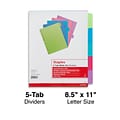 Staples Tab Writable Dividers, Multicolor, Large, 5 Tab Set (13512/23180)