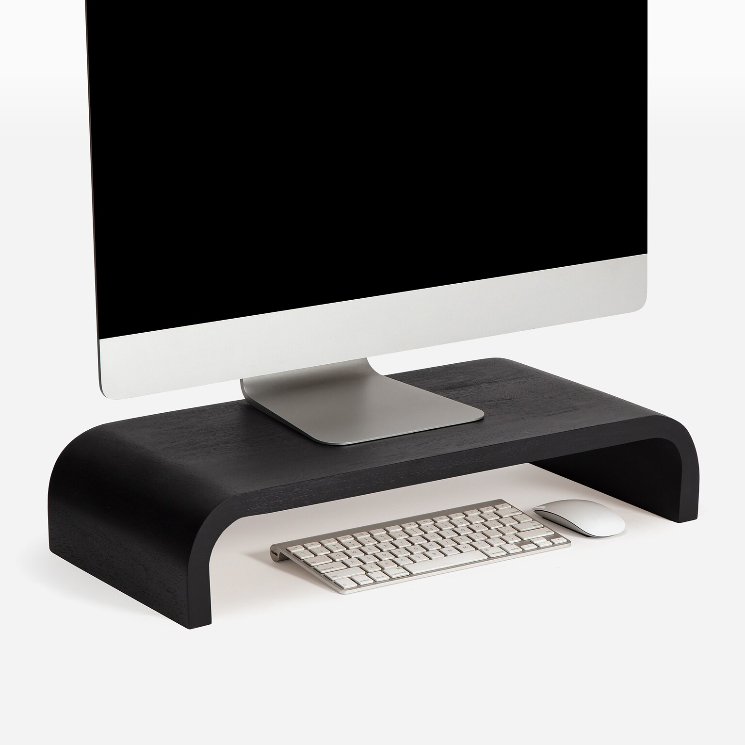 Anji Mountain Mango Wood Monitor Stand, Up to 32 Monitor, Black (MS-CRV-BLK)