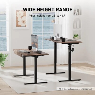 Huanuo 48"W Electric Rectangular Adjustable Standing Desk with Storage Drawer, Walnut (HNESD77WN)