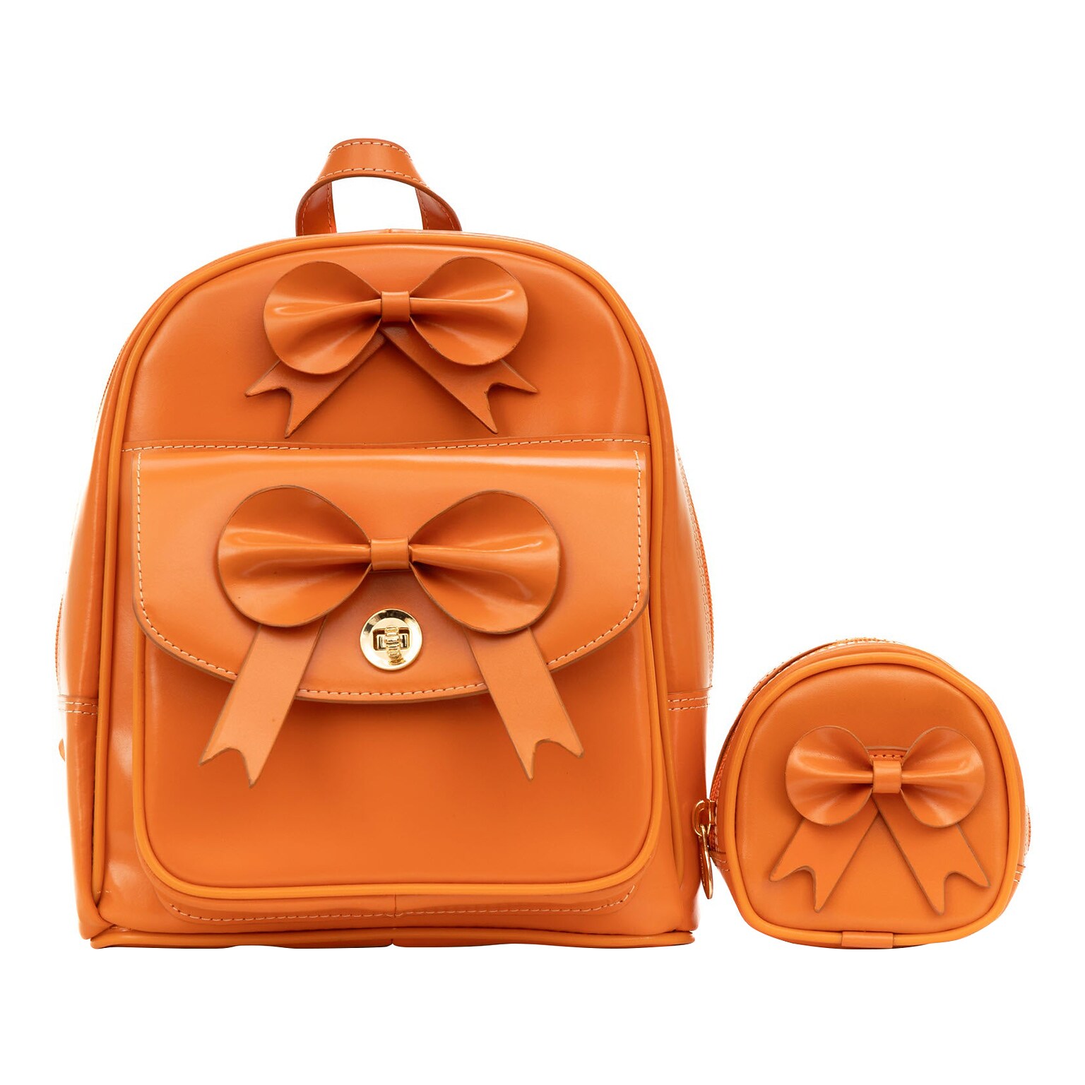 McKlein ACADIA 2-Piece Leather Backpack Set, Small, Orange (99710)