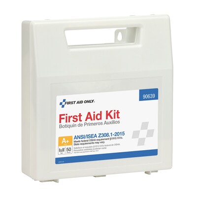 First Aid Only Plastic First Aid Kit, ANSI 2015 Class A+, 50 People, 183 Pieces (90639)
