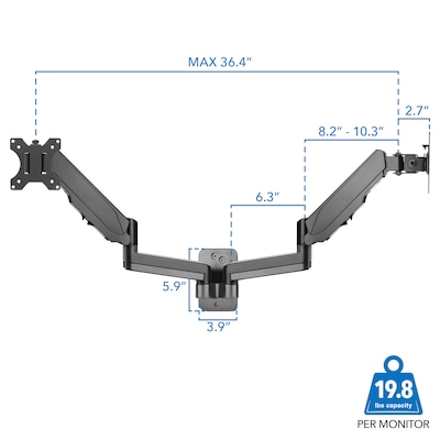 Mount-It! Adjustable Dual Monitor Wall Mount, Up to 32", Black (MI-1766B)
