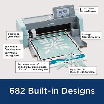 Brother ScanNCut DX Electronic Cutting Machine with Scanner Bundle, Aqua/Gray (SDX125EVIN-STP)