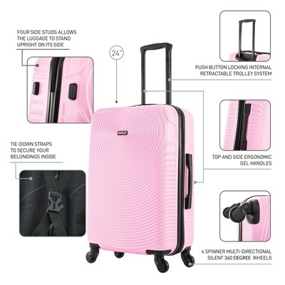 DUKAP Inception 25.98 Hardside Suitcase, 4-Wheeled Spinner, TSA Checkpoint Friendly, Pink (DKINC00M-PNK)