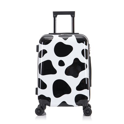 InUSA Prints 22.88 Hardside Suitcase, 4-Wheeled Spinner, TSA Checkpoint Friendly, Cow Animal Print (IUAPC00S-COW)