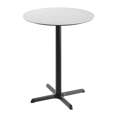 Flash Furniture Acadia 36 Round Wooden Dining Table with X-Base, White Faux Marble/Black Base (STRD36WMAT3030B)