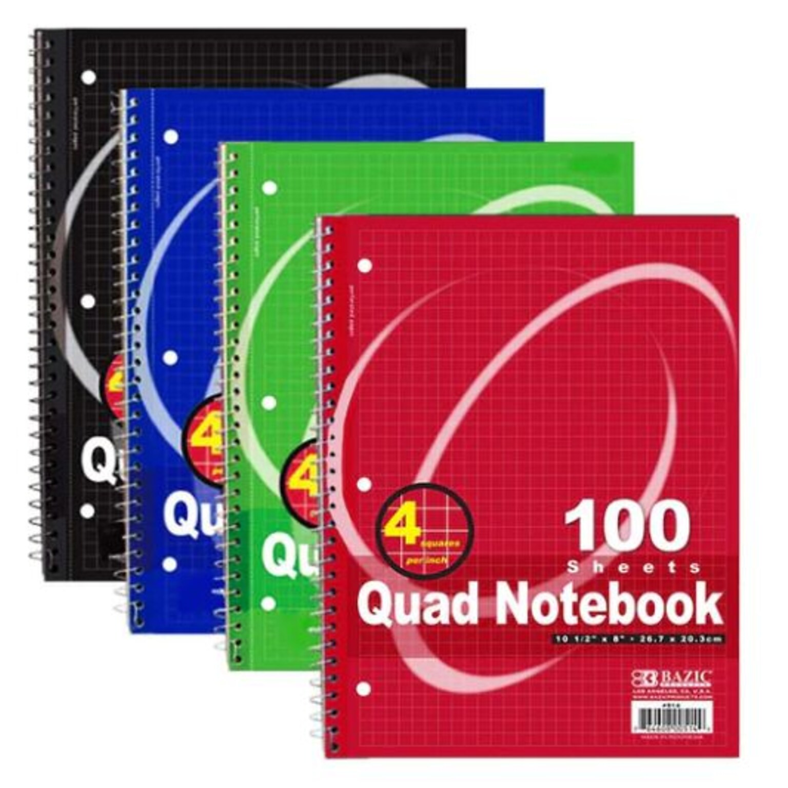 Bazic 1 Spiral Notebook, Quad-Ruled, 100 Sheets (BAZ514)