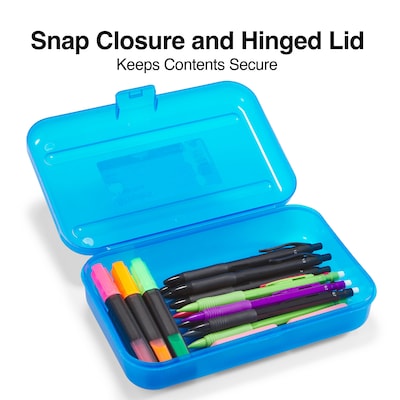 Storex Large Pencil Case, Assorted Colors, 12-Pack