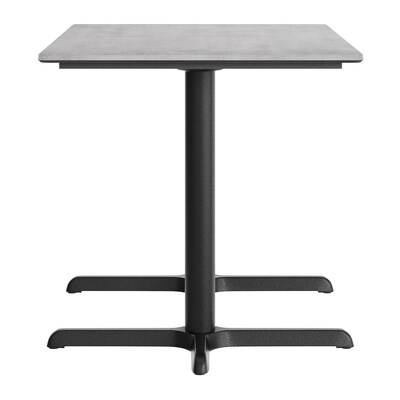 Flash Furniture Acadia Wooden Dining Table with X-Bases, 30"D x 48"W, Gray Faux Concrete/Black Base (ST3048CGT2230)