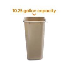 Coastwide Professional™ Indoor Trash Can Without Lid, Beige Soft Molded Plastic, 10.25 Gallon (CW564