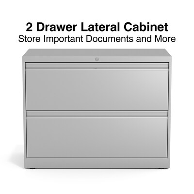 Quill Brand® Commercial 2 File Drawers Lateral File Cabinet, Locking, Gray, Letter/Legal, 36W (2029