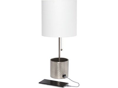 Simple Designs Table Lamp, Brushed Nickel/White (LT1085-BSN)