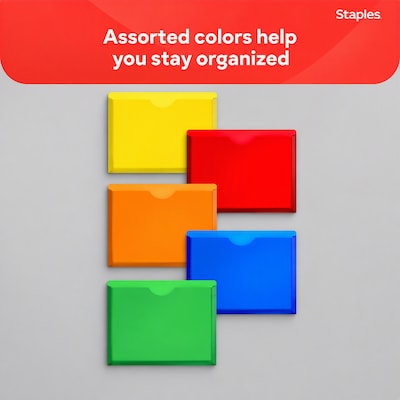 Staples Poly Expanding File Jackets, Letter Size, Moisture-Resistant Durable Poly Folders, Assorted Colors - 10/Pack