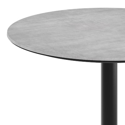 Flash Furniture Acadia 31.25" Round Wooden Dining Table with Round Base, Gray Faux Concrete/Black Base (STRD31CGTR18)