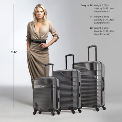 InUSA Resilience 3-Piece Hardside Spinner Luggage Set, TSA Checkpoint Friendly, Coal (IURESSML-COA)
