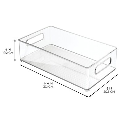 Stackable Fridge Bin with Handles - Kitchen Storage Bin for Cabinets, Pantry, or Fridge