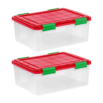 Iris WeatherPro 30.6 Quart Storage Container with Lid, Plastic, Clear, 2/Pack (588784)