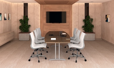 Correll Curvature Collection 72"W x 36"D Boat Shaped Conference Table, Colonial Hickory (CC3672B-53-14-53)