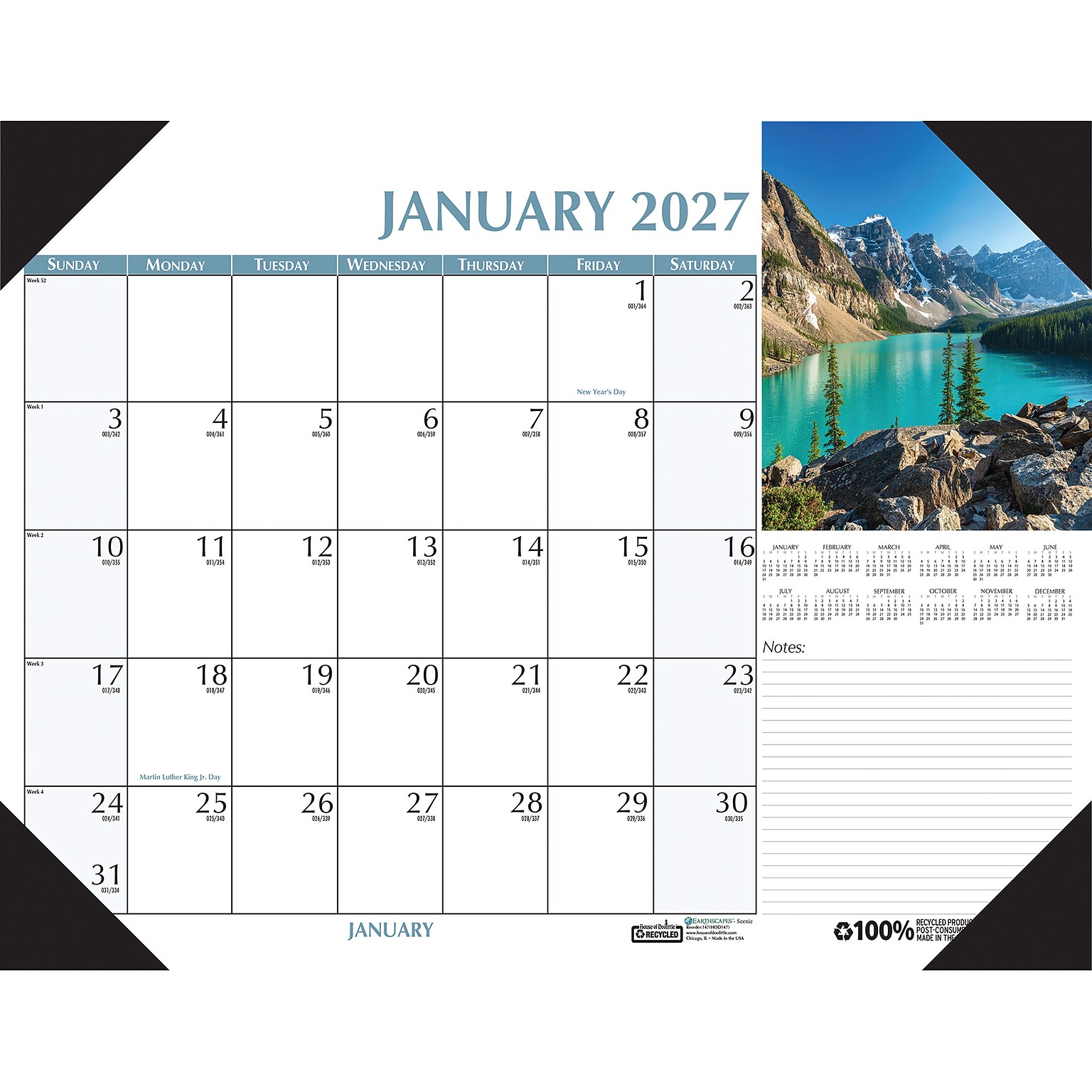 2027 House of Doolittle Earthscapes Scenic 22 x 17 Monthly Desk Pad Calendar (147-27)