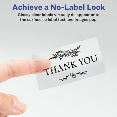 Avery Print-to-the-Edge Laser/Inkjet Rectangle Labels, 2 x 3, Glossy Clear, 80 Labels/Pack (22822)