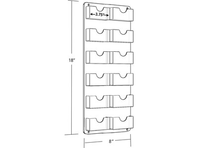 Azar Card Holder, 18"x 8.25", vertical, Wall Mounted, Clear Acrylic, 2/Pack (252082)