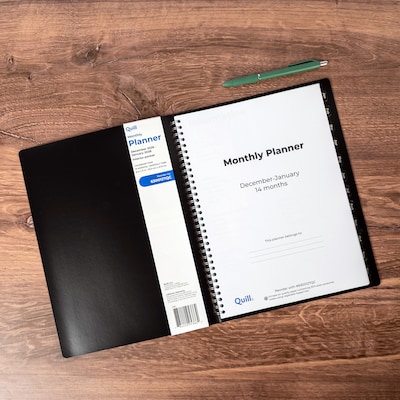 2027 Quill Brand® 8" x 11" 14-Month Monthly Planner, Black (63001-27-QCC)