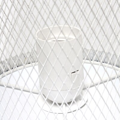 Creekwood Home Industrial Mesh Cylinder 12.75" LED Table Lamp, White (CWT-1005-WH)