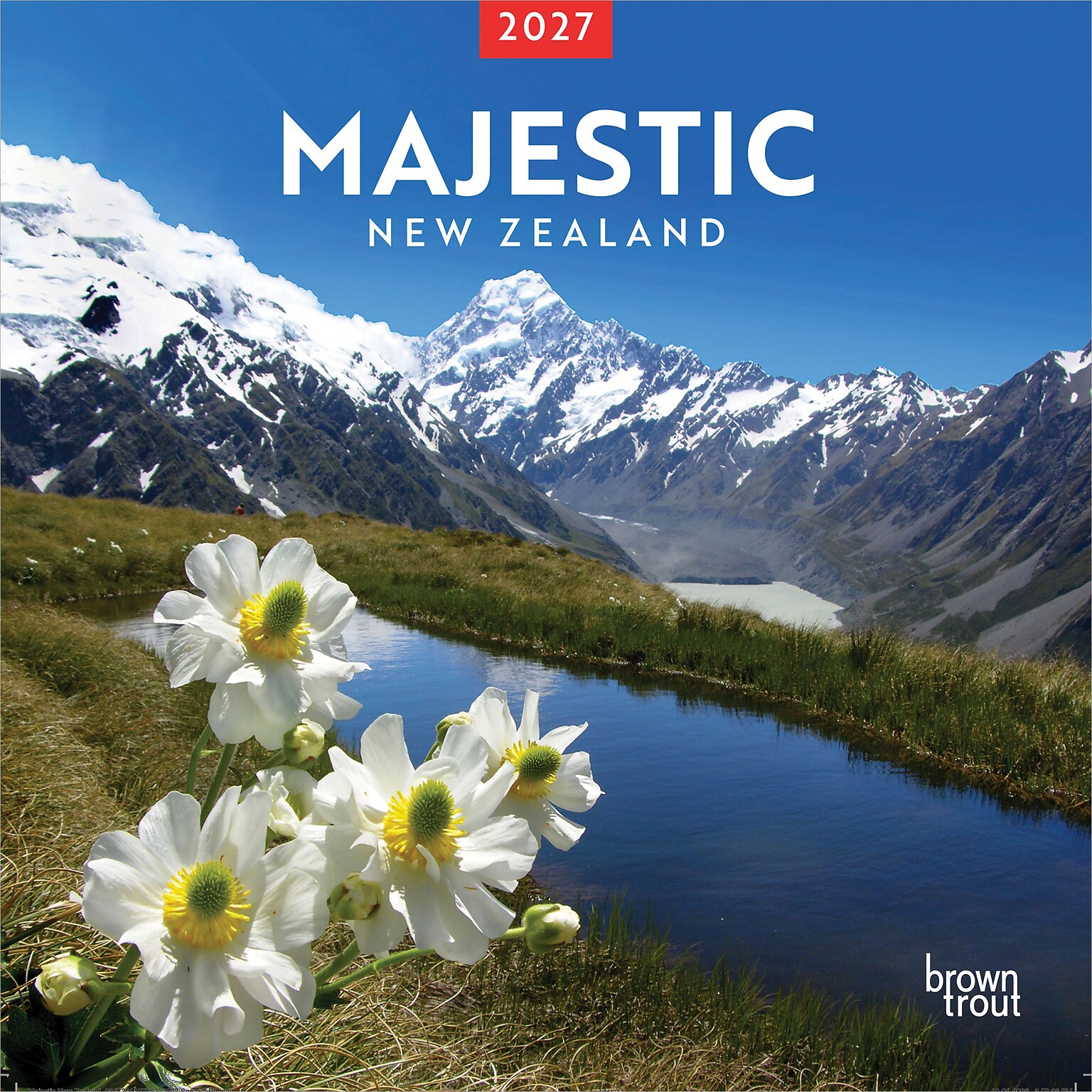 2027 BrownTrout Majestic New Zealand 12 x 12 Monthly Wall Calendar (9347301107283)