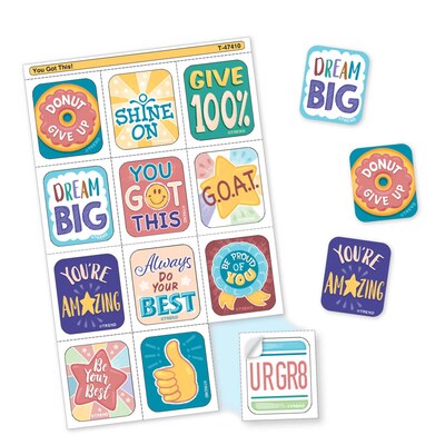 Trend Enterprises You Got This! Tear & Share Stickers, Multicolored, 60/ Pack, 6/Packs/Bundle (T-47410-6)